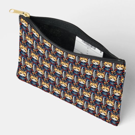 Pochette À Accessoires Feline Samurai Warrior (Ouvrir)