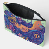 Pochette À Accessoires Femme d'Imaginaire Boho avec cheveux floraux (Ouvrir)