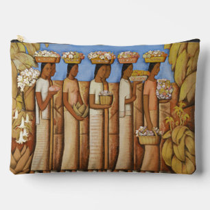 Pochette À Accessoires Femmes Indigènes Mexicaines Art Déco Tons Terreux