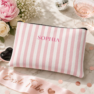 Pochette À Accessoires Fête de Bachelorette Personnalisée Rayée