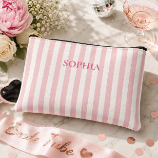 Pochette À Accessoires Fête de Bachelorette Personnalisée Rayée