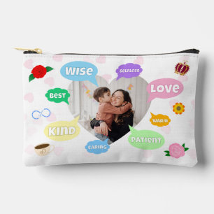 Pochette À Accessoires Fête des Mères Nuages de mots photo Meilleure Mama