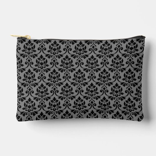 Pochette À Accessoires Feuille Damask Patte noir sur gris (Recto)