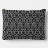 Pochette À Accessoires Feuille Damask Patte noir sur gris (Recto)