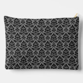 Pochette À Accessoires Feuille Damask Patte noir sur gris (Verso)