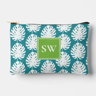 Pochette À Accessoires Feuille de Monstera Tropicale Côtière Moderne