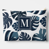 Pochette À Accessoires Feuille de Monstère Tropicale Bleue et Blanc de la (Verso)
