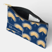 Pochette À Accessoires Feuille de palme moderne du milieu du siècle + nom (Ouvrir)
