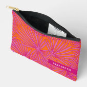 Pochette À Accessoires Feuille de palme tropicale rose-chaud personnalisé (Ouvrir)