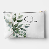 Pochette À Accessoires Feuilles botaniques simples avec nom (Verso)