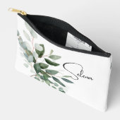 Pochette À Accessoires Feuilles botaniques simples avec nom (Ouvrir)