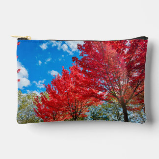 Pochette À Accessoires Feuilles D'Arbre Rouge Lumineux En Automne