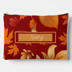 Pochette À Accessoires Feuilles d'automne rouge orange & or jolie coutume
