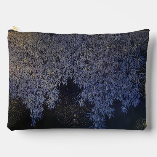 Pochette À Accessoires Feuilles de teinte bleue à motifs complexes (Recto)