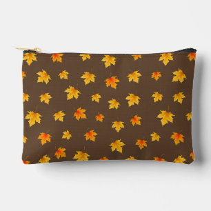 Pochette À Accessoires Feuilles d'érable sur fond marron