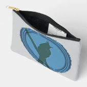 Pochette À Accessoires Fier Oiseau Nerd Gris Bleu Silhouette Birder (Ouvrir)