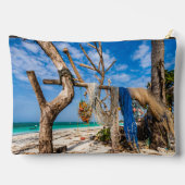 Pochette À Accessoires Filets de pêche séchant sur la plage (Verso)