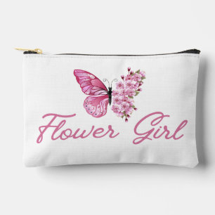 Pochette À Accessoires fille de fleurs stylisée, papillon rose mignon mod
