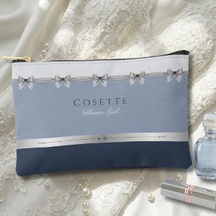 Pochette À Accessoires Fille des Fleurs de Luxe Coquette Bleu Ardoise