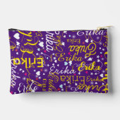 Pochette À Accessoires Fille Nom, Coeurs et étoiles Violet (Verso)