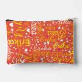 Pochette À Accessoires Fille Orange-Rouge Nom, Coeurs et étoiles (Verso)