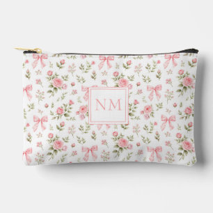 Pochette À Accessoires Filles Rose Rose Bow Coquette Initiales Personnali