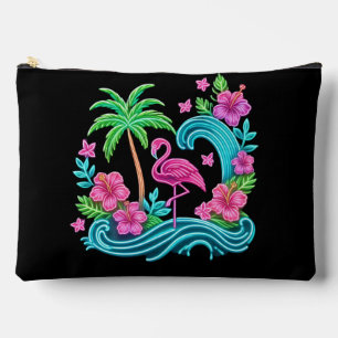 Pochette À Accessoires Flamant rose de néon tropical