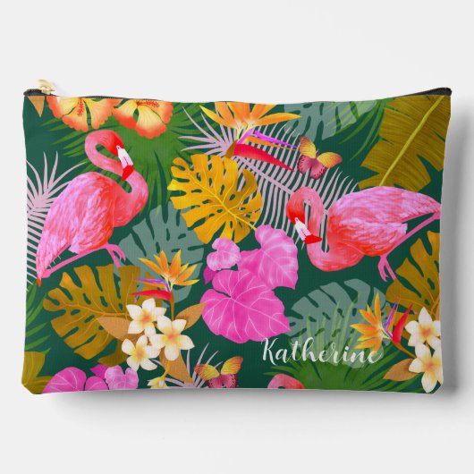 Pochette À Accessoires Flamant rose Garden Vert foncé (Recto)