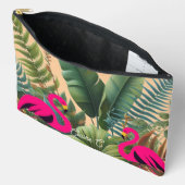 Pochette À Accessoires Flamant rose tropical Moody Greenery Accessory Pou (Ouvrir)