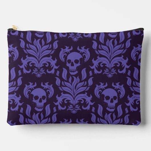 Pochette À Accessoires Flamme crânienne Damas dans les tons moody violet (Recto)