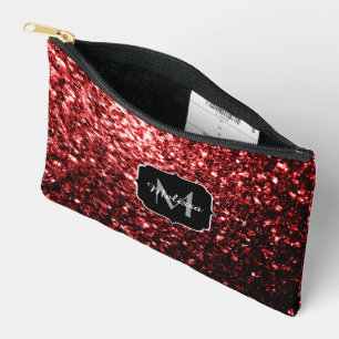 Pochette À Accessoires Flamme de parties scintillant rouge foncé brille M