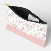 Pochette À Accessoires Fleur Aquarelle rose doux (Ouvrir)