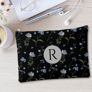 Pochette À Accessoires Fleur Bleue Forget-me-not Monogrammée Aquarelle 