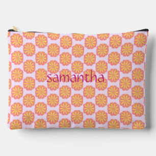 Pochette À Accessoires Fleur Botanique Rose Et Jaune