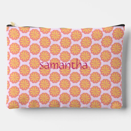 Pochette À Accessoires Fleur Botanique Rose Et Jaune (Recto)