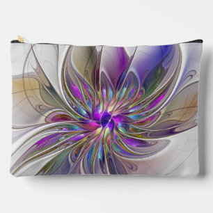 Pochette À Accessoires Fleur d'art fractal abstrait énergique et coloré
