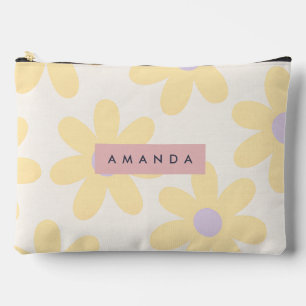 Pochette À Accessoires Fleur de Daisy Jaune Rétro Personnalisée