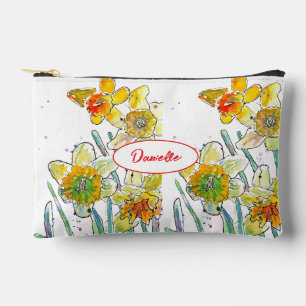 Pochette À Accessoires Fleur de jonquille jaune motif aquarelle filles