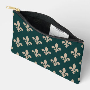 Pochette À Accessoires Fleur de Lis Motif, Royal French Creative on Green
