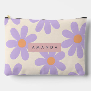 Pochette À Accessoires Fleur de Marguerite Lavande Rétro Personnalisée