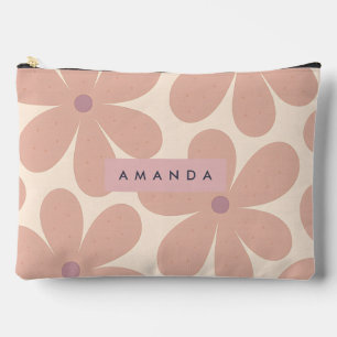 Pochette À Accessoires Fleur de Marguerite Rétro Rose Pâle Personnalisée