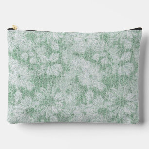 Pochette À Accessoires Fleur de Pâquerette Veloutée Vert Menthe 