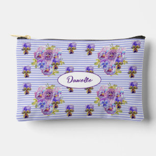 Pochette À Accessoires Fleur de Pensée Violette Fleurie Aquarelle Shabby