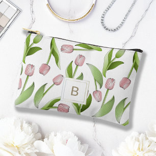 Pochette À Accessoires Fleur de tulipe rose botanique moderne personnalis