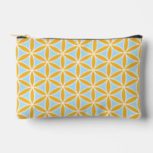 Pochette À Accessoires Fleur de vie Motif orange blanc & bleu