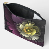 Pochette À Accessoires Fleur fractale grise de pourpre moderne abstraite (Ouvrir)