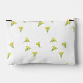 Pochette À Accessoires Fleur jaune avec feuilles verts sur blanc (Verso)
