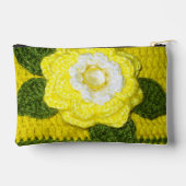 Pochette À Accessoires Fleur Jaune Vert Feuilles Artiste Crochet Imprimer (Verso)