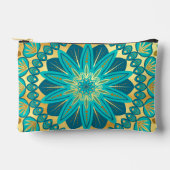 Pochette À Accessoires Fleur Mandala Bleu Or (Recto)