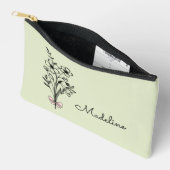 Pochette À Accessoires Fleur Mois de naissance personnalisée Sage de lumi (Ouvrir)